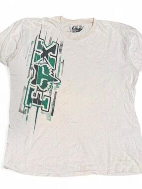 Y2K Fox Racing Grunge Logo White Graphic Tee
